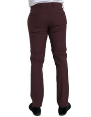 Dolce & Gabbana Maroon Wool Men Slim Fit Dress Pants -   -  Dolce & Gabbana.
