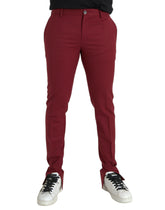 Dolce & Gabbana Red Wool Men Slim Fit Dress Pants -   -  Dolce & Gabbana.