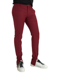 Dolce & Gabbana Red Wool Men Slim Fit Dress Pants -   -  Dolce & Gabbana.