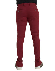 Dolce & Gabbana Red Wool Men Slim Fit Dress Pants -   -  Dolce & Gabbana.