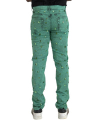 Dolce & Gabbana Green Crystals Cotton Stretch Slim Jeans -   -  Dolce & Gabbana.