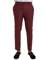 Dolce & Gabbana Maroon Wool Men Skinny Dress Pants -   -  Dolce & Gabbana.