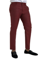 Dolce & Gabbana Maroon Wool Men Skinny Dress Pants -   -  Dolce & Gabbana.