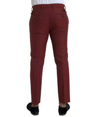 Dolce & Gabbana Maroon Wool Men Skinny Dress Pants -   -  Dolce & Gabbana.