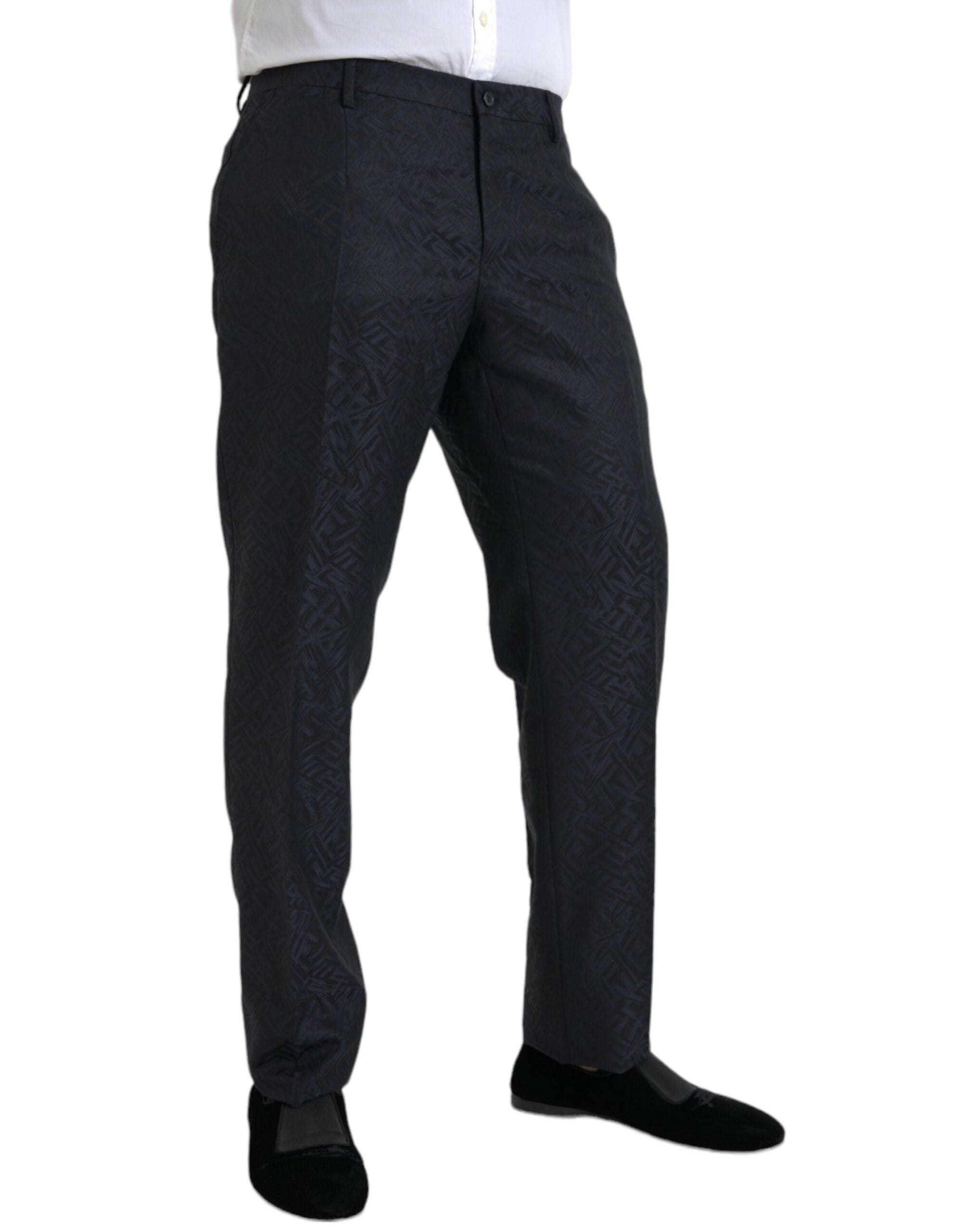 Dolce & Gabbana Blue Brocade Wool Skinny Men Dress Pants -   -  Dolce & Gabbana. Dolce & Gabbana Blue Brocade Wool Skinny Men Dress Pants -   -  Dolce & Gabbana.