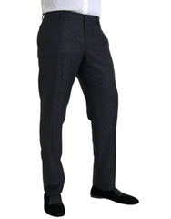 Dolce & Gabbana Blue Brocade Wool Skinny Men Dress Pants -   -  Dolce & Gabbana.