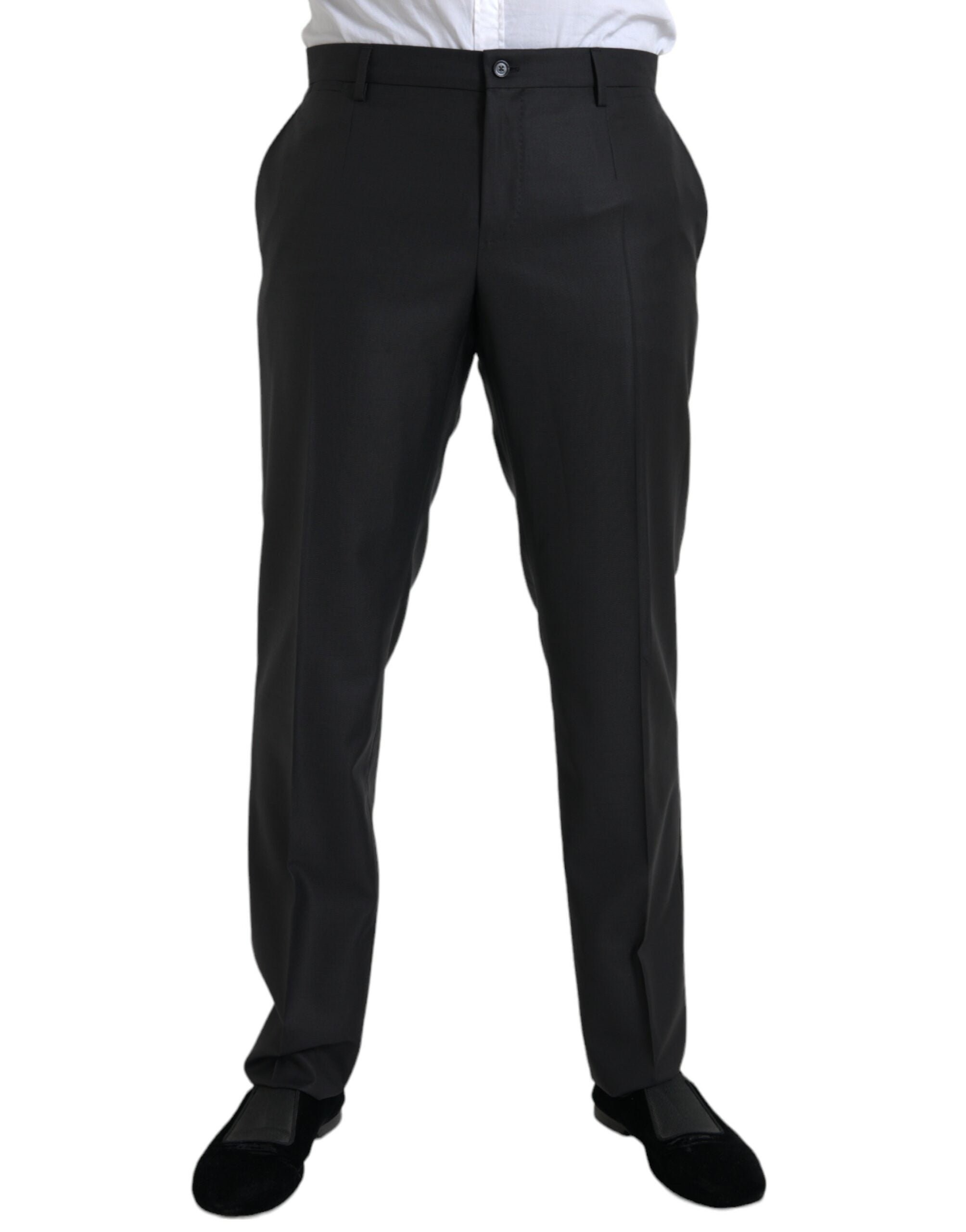 Dolce & Gabbana Black Wool Silk Skinny Dress Pants -   -  Dolce & Gabbana.