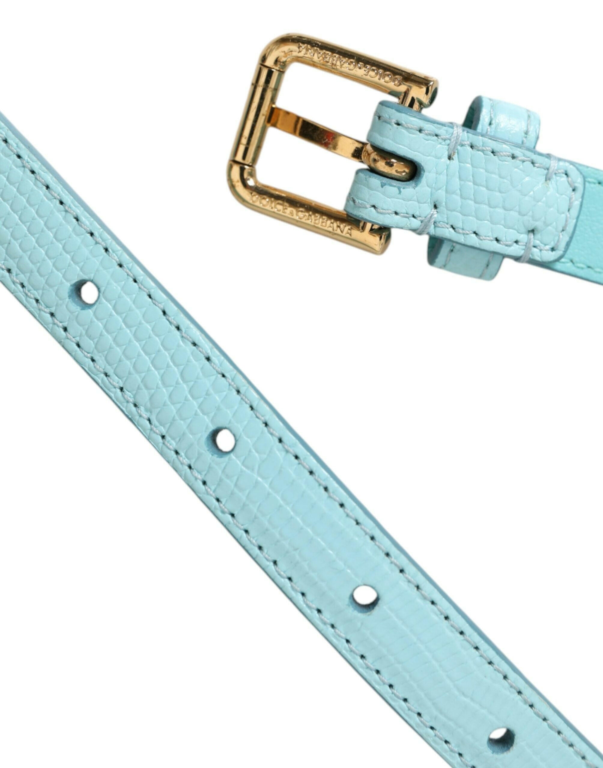 Dolce & Gabbana Light Blue Leather Crystal Chain Waist Belt -   -  Dolce & Gabbana. Dolce & Gabbana Light Blue Leather Crystal Chain Waist Belt -   -  Dolce & Gabbana.