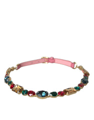 Dolce & Gabbana Pink Leather Crystal Chain Embellished Belt -   -  Dolce & Gabbana.