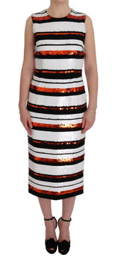 Dolce & Gabbana Multicolored Striped Sequined Stretch Dress -   -  Dolce & Gabbana.