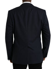 Dolce & Gabbana Dark Blue Wool Single Breasted Coat Blazer -   -  Dolce & Gabbana.