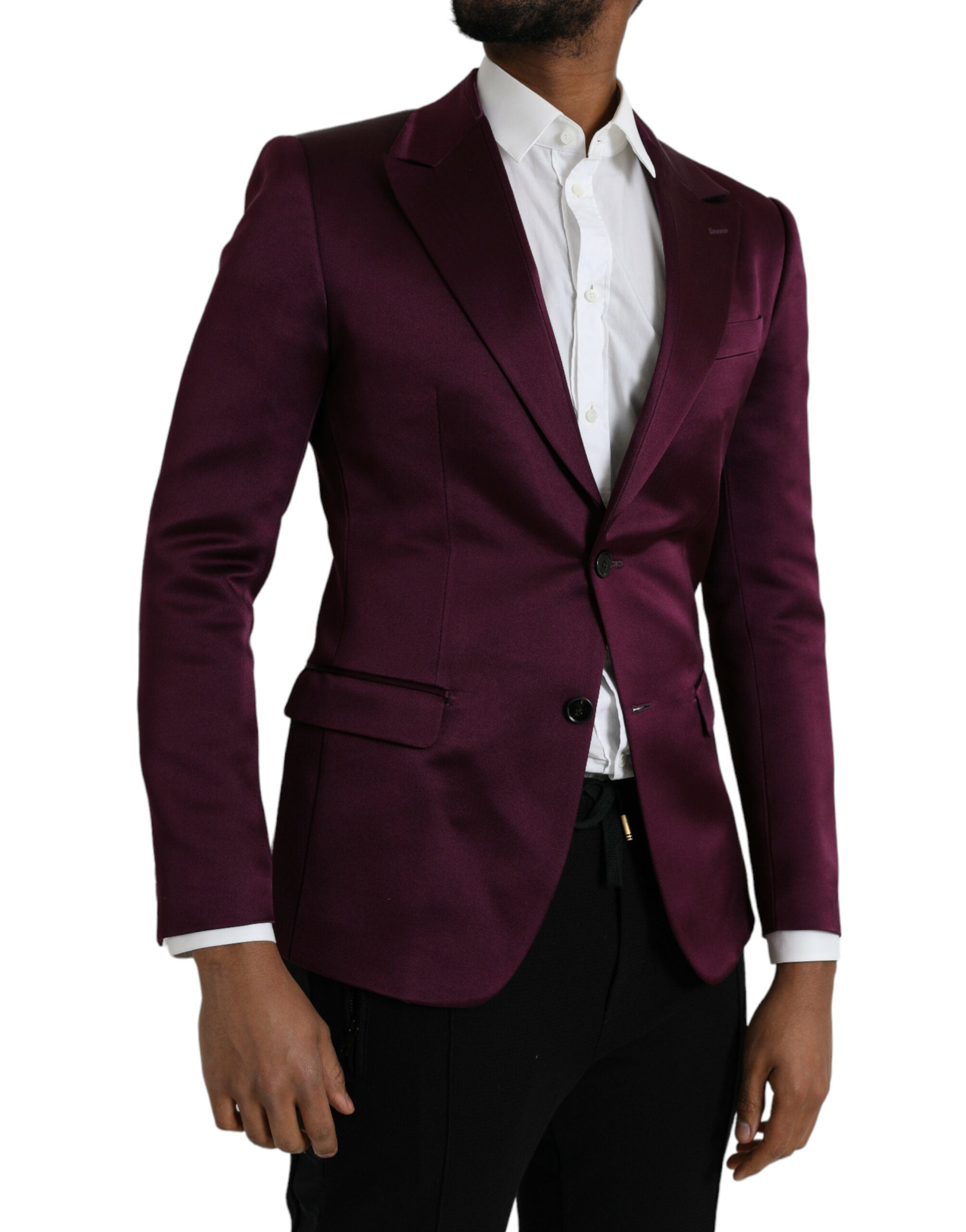 Dolce & Gabbana Maroon Silk Single Breasted Coat Blazer -   -  Dolce & Gabbana. Dolce & Gabbana Maroon Silk Single Breasted Coat Blazer -   -  Dolce & Gabbana.