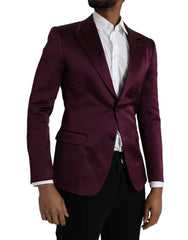Dolce & Gabbana Maroon Silk Single Breasted Coat Blazer -   -  Dolce & Gabbana.