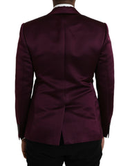 Dolce & Gabbana Maroon Silk Single Breasted Coat Blazer -   -  Dolce & Gabbana.