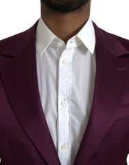 Dolce & Gabbana Maroon Silk Single Breasted Coat Blazer -   -  Dolce & Gabbana.