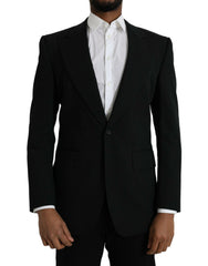 Dolce & Gabbana Black Wool Peak Single Breasted Coat Blazer -   -  Dolce & Gabbana.