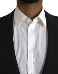 Dolce & Gabbana Black Wool Peak Single Breasted Coat Blazer -   -  Dolce & Gabbana.