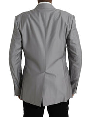 Dolce & Gabbana Gray Wool Peak Single Breasted Coat Blazer -   -  Dolce & Gabbana.