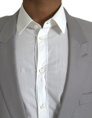 Dolce & Gabbana Gray Wool Peak Single Breasted Coat Blazer -   -  Dolce & Gabbana.