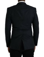 Dolce & Gabbana Black Stripe SICILIA Double Breasted Coat Blazer -   -  Dolce & Gabbana.