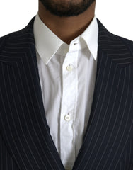 Dolce & Gabbana Black Stripe SICILIA Double Breasted Coat Blazer -   -  Dolce & Gabbana.