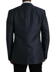 Dolce & Gabbana Blue Wool GOLD Single Breasted Coat Blazer -   -  Dolce & Gabbana.