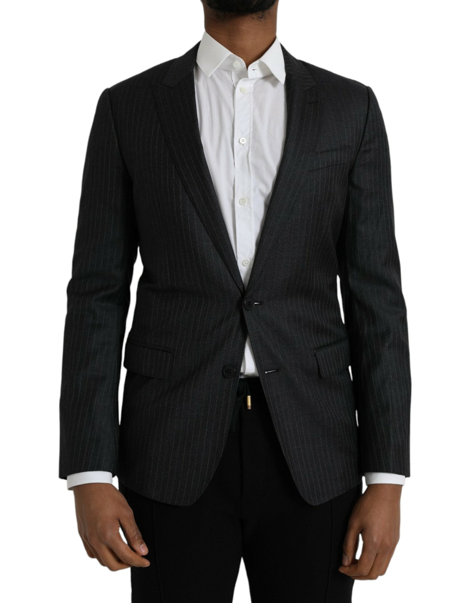 Dolce & Gabbana Black Stripe MARTINI Single Breasted Coat Blazer -   -  Dolce & Gabbana.