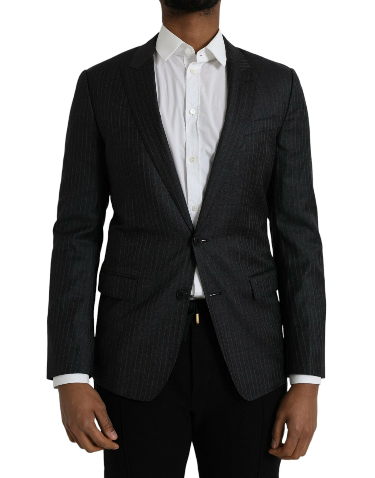 Dolce & Gabbana Black Stripe MARTINI Single Breasted Coat Blazer -   -  Dolce & Gabbana.