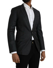 Dolce & Gabbana Black Stripe MARTINI Single Breasted Coat Blazer -   -  Dolce & Gabbana.