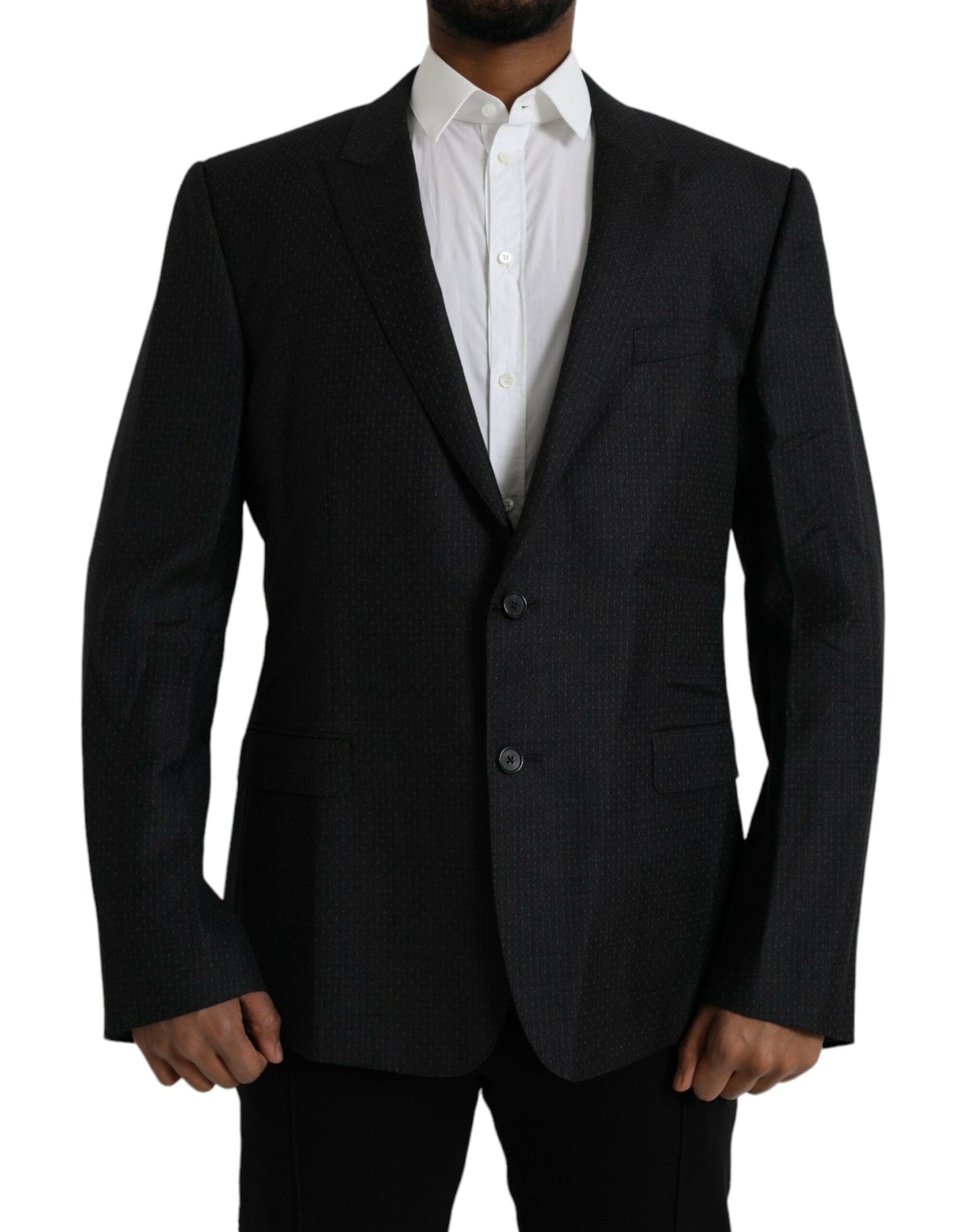 Dolce & Gabbana Black Wool MARTINI Single Breasted Coat Blazer -   -  Dolce & Gabbana.