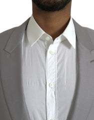 Dolce & Gabbana Gray Wool Peak Single Breasted Coat Blazer -   -  Dolce & Gabbana.