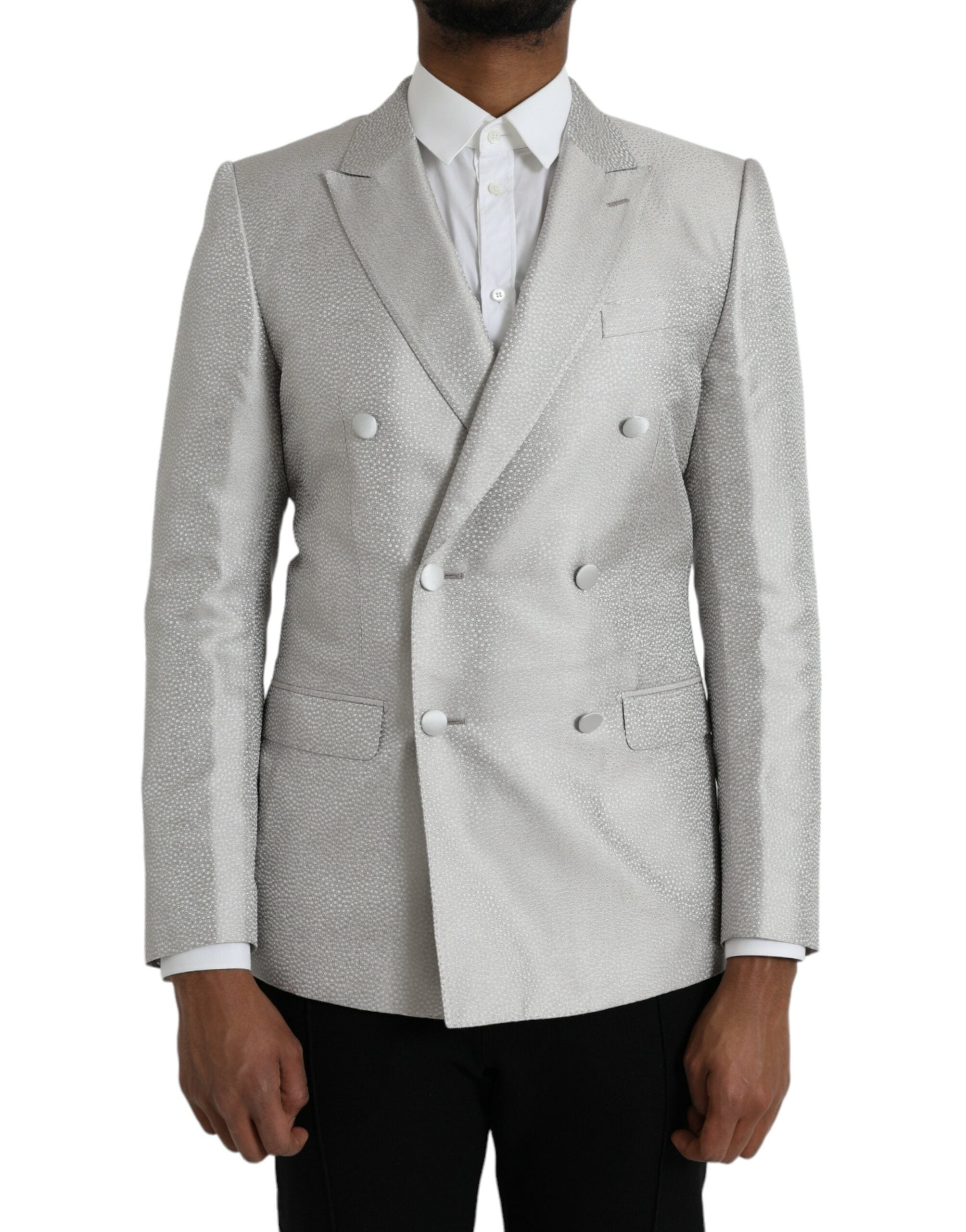 Dolce & Gabbana Off White MARTINI Double Breasted Coat Blazer -   -  Dolce & Gabbana.