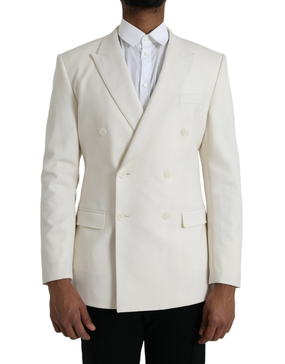 Dolce & Gabbana White Wool MARTINI Double Breasted Blazer -   -  Dolce & Gabbana.