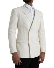 Dolce & Gabbana White Wool MARTINI Double Breasted Blazer -   -  Dolce & Gabbana.