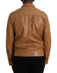Dolce & Gabbana Brown Lamb Leather Full Zip Blouson Jacket -   -  Dolce & Gabbana.