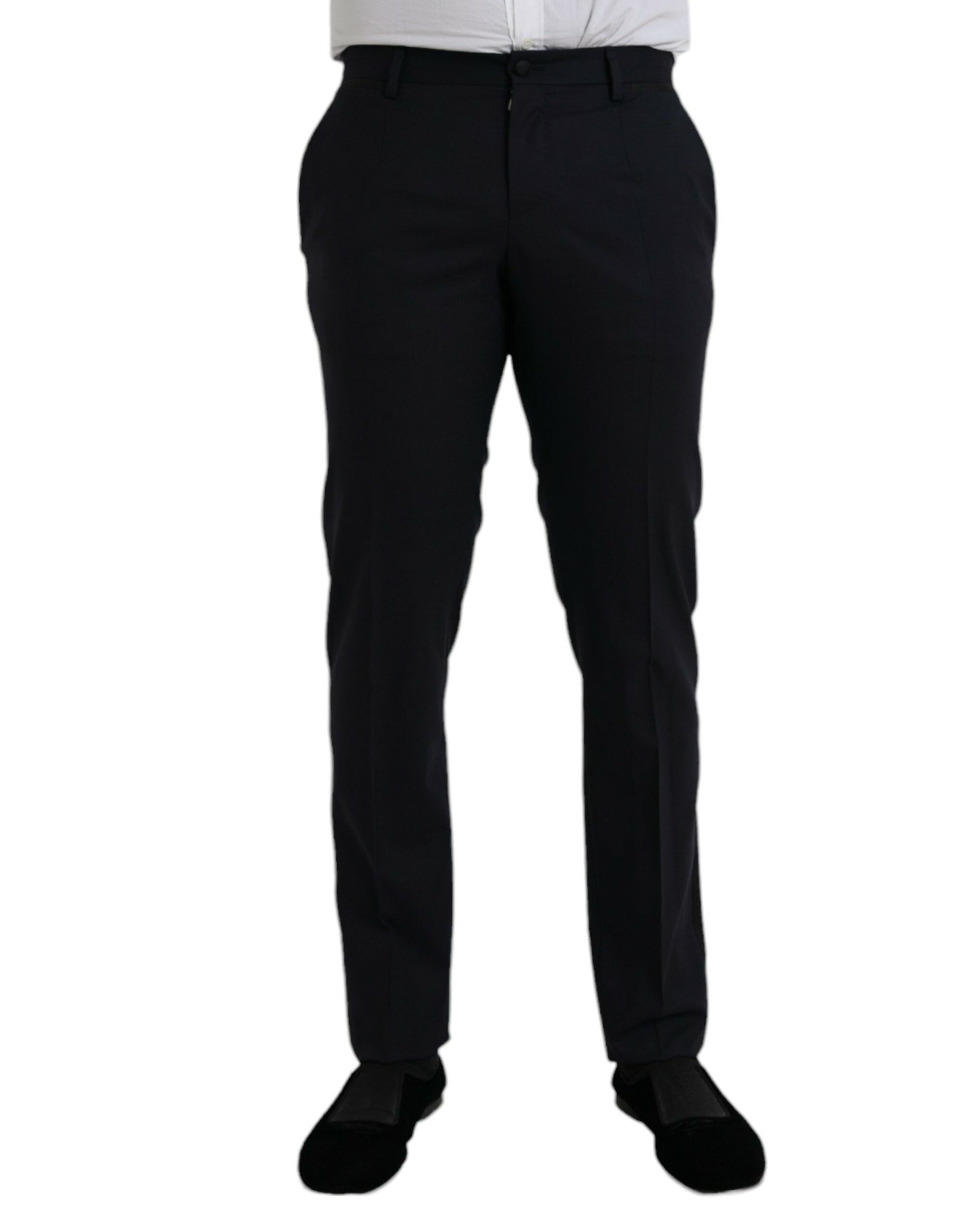 Dolce & Gabbana Dark Blue Wool Slim Fit Formal Pants -   -  Dolce & Gabbana.