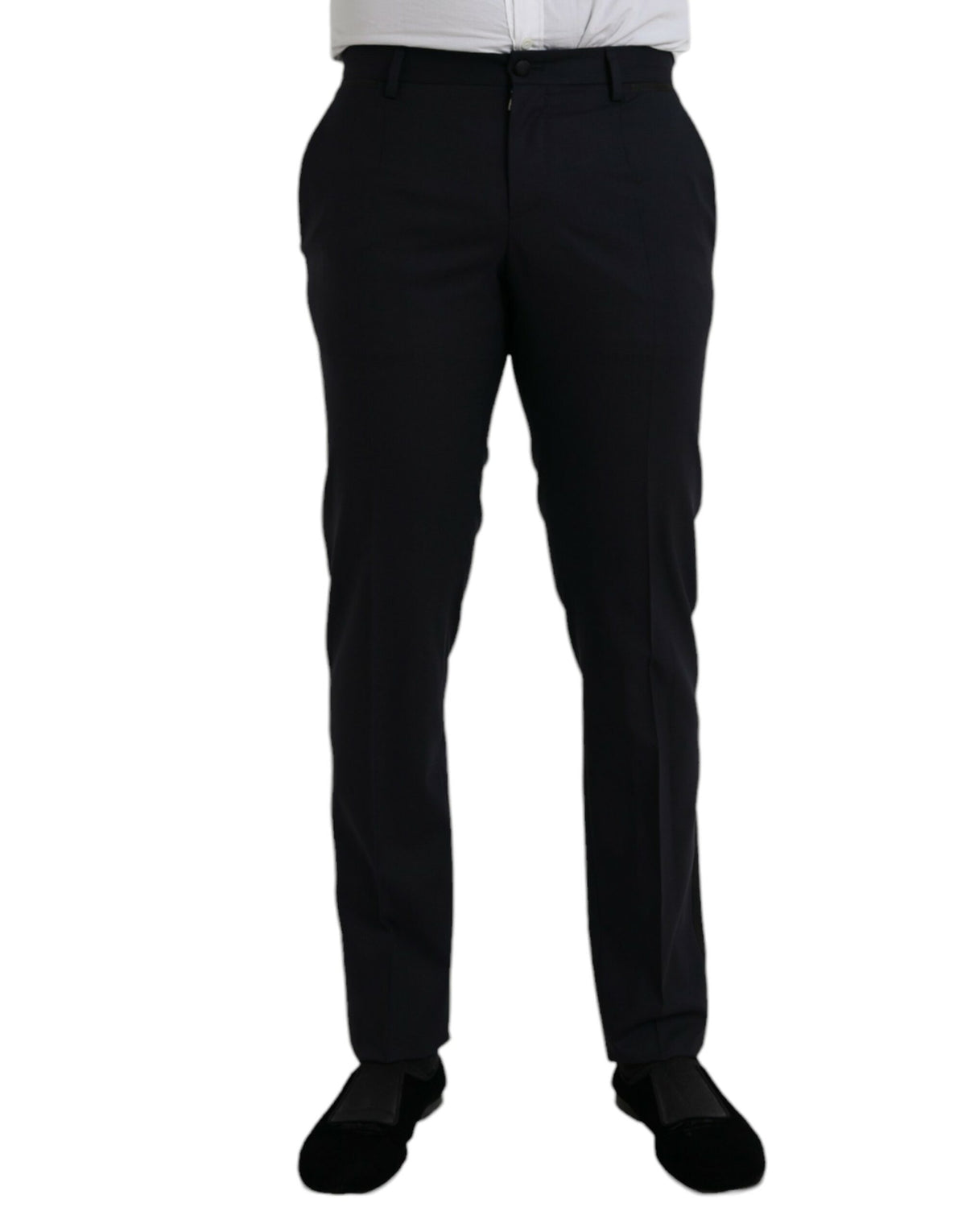 Dolce & Gabbana Dark Blue Wool Slim Fit Formal Pants -   -  Dolce & Gabbana.