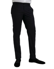 Dolce & Gabbana Dark Blue Wool Slim Fit Formal Pants -   -  Dolce & Gabbana.