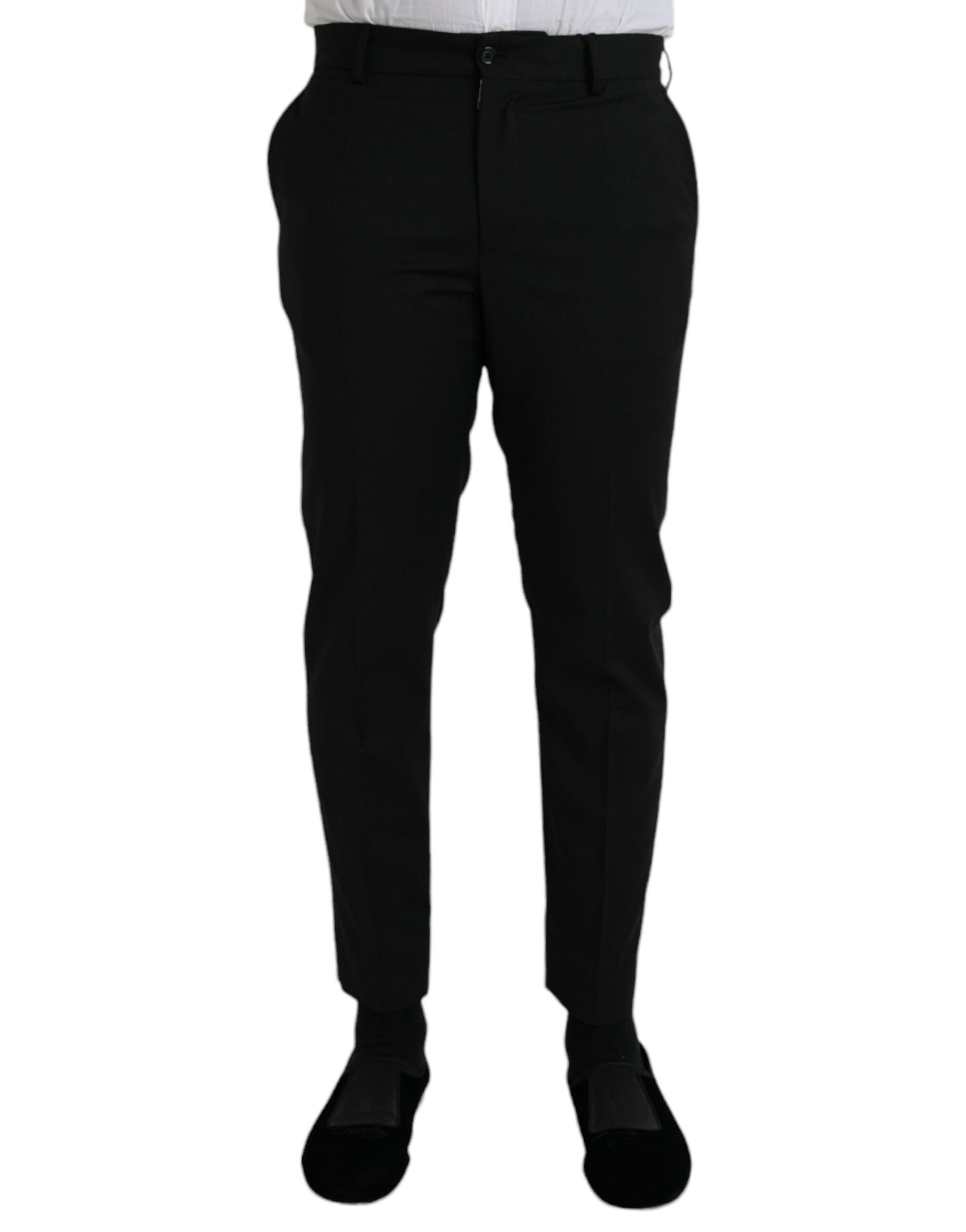 Dolce & Gabbana Black Wool SlimFit Dress Formal Pants -   -  Dolce & Gabbana.
