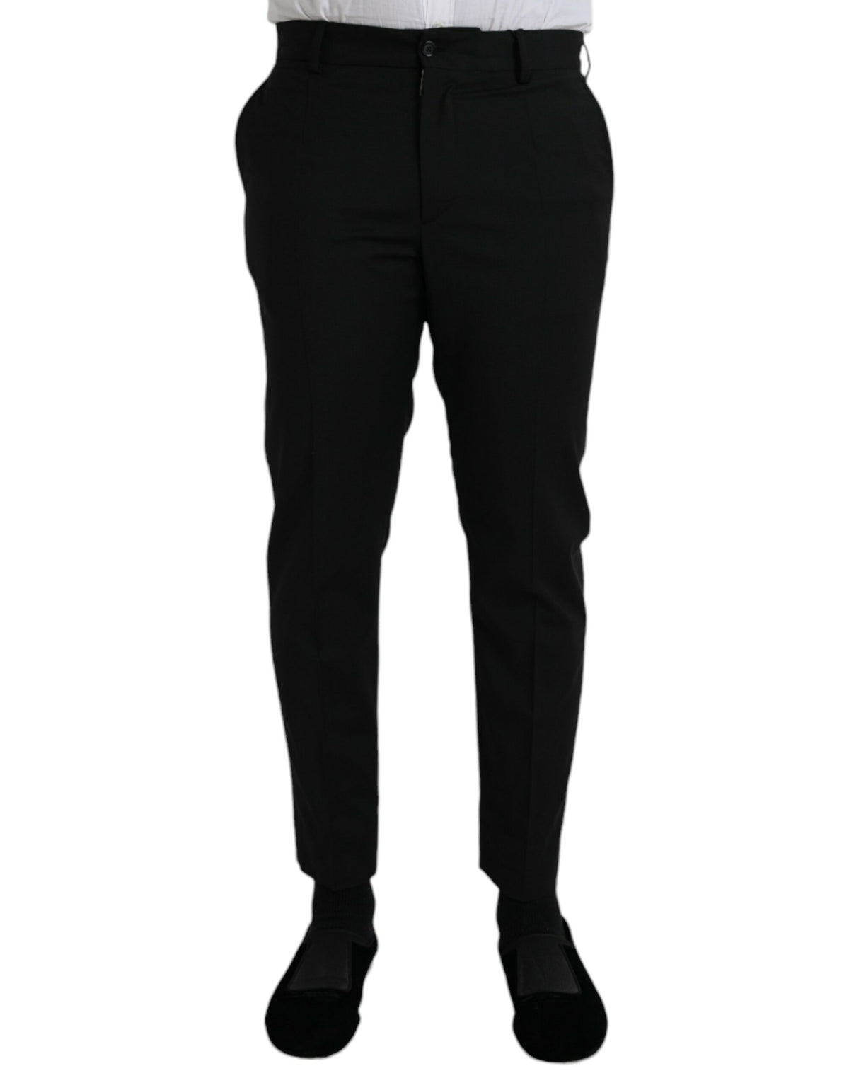 Dolce & Gabbana Black Wool SlimFit Dress Formal Pants -   -  Dolce & Gabbana.