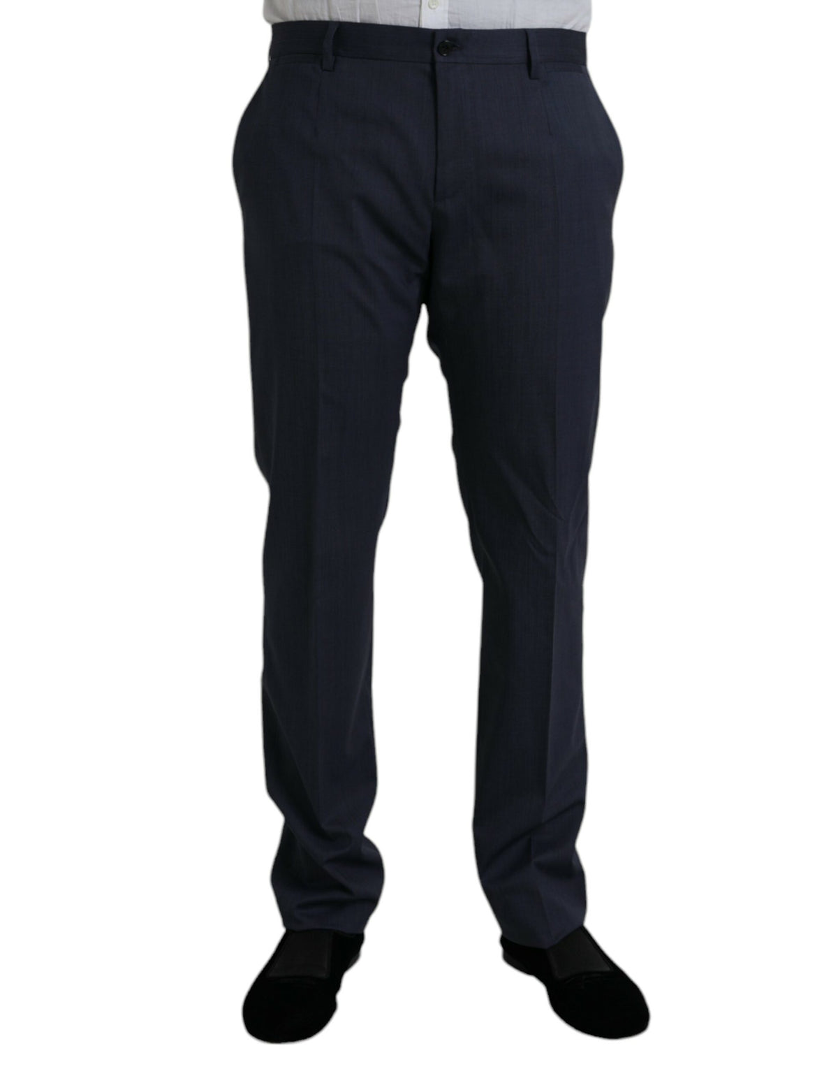 Dolce & Gabbana Blue Wool Slim Fit Dress Formal Pants -   -  Dolce & Gabbana.