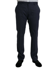 Dolce & Gabbana Blue Wool Slim Fit Dress Formal Pants -   -  Dolce & Gabbana.