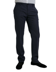 Dolce & Gabbana Blue Wool Slim Fit Dress Formal Pants -   -  Dolce & Gabbana.