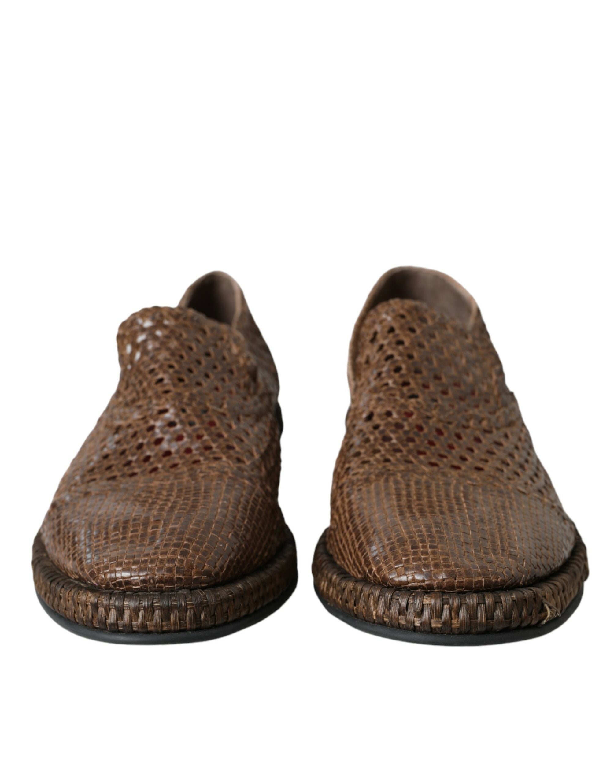 Dolce & Gabbana Brown Woven Leather Loafers Casual Shoes -   -  Dolce & Gabbana. Dolce & Gabbana Brown Woven Leather Loafers Casual Shoes -   -  Dolce & Gabbana.