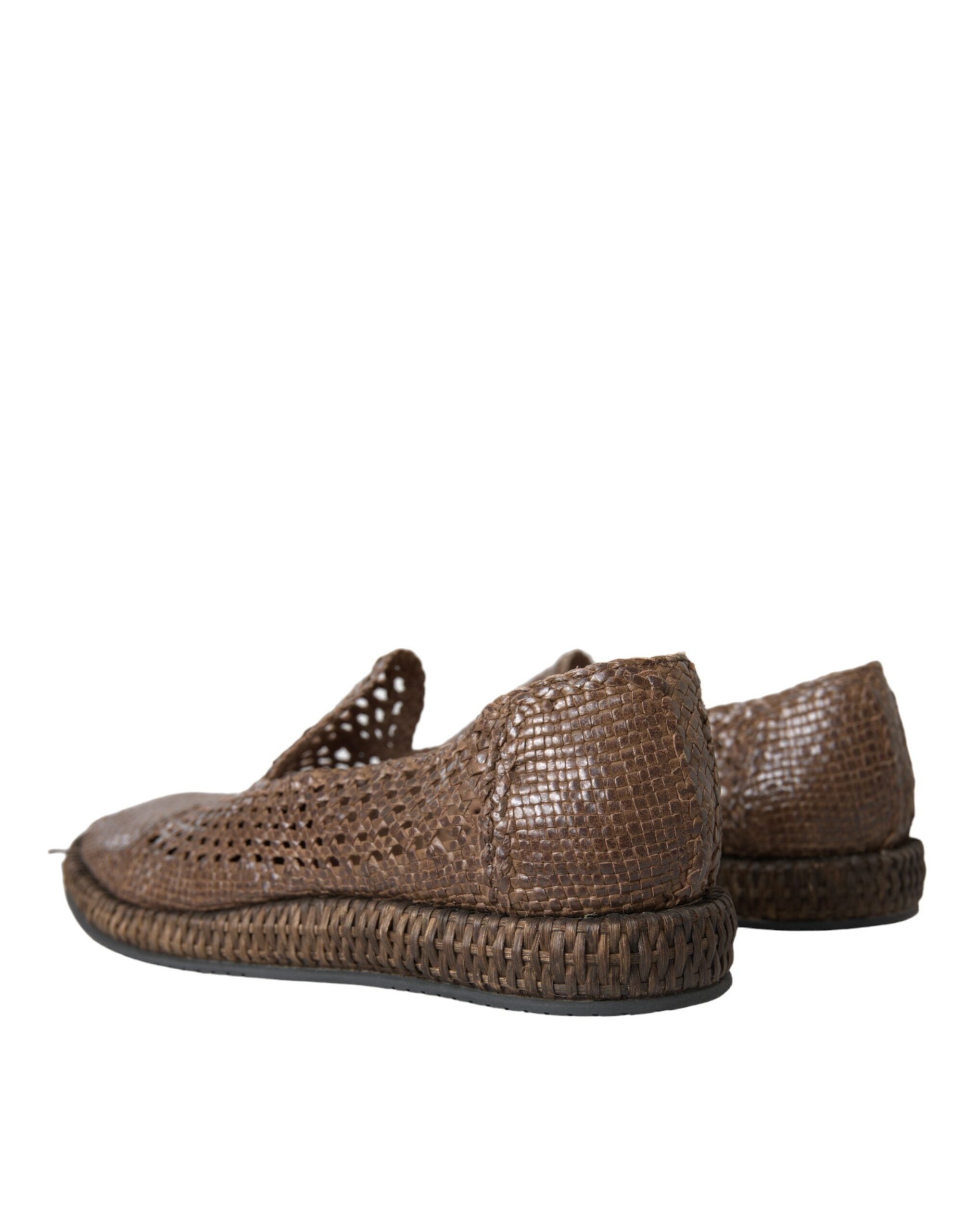 Dolce & Gabbana Brown Woven Leather Loafers Casual Shoes -   -  Dolce & Gabbana. Dolce & Gabbana Brown Woven Leather Loafers Casual Shoes -   -  Dolce & Gabbana.