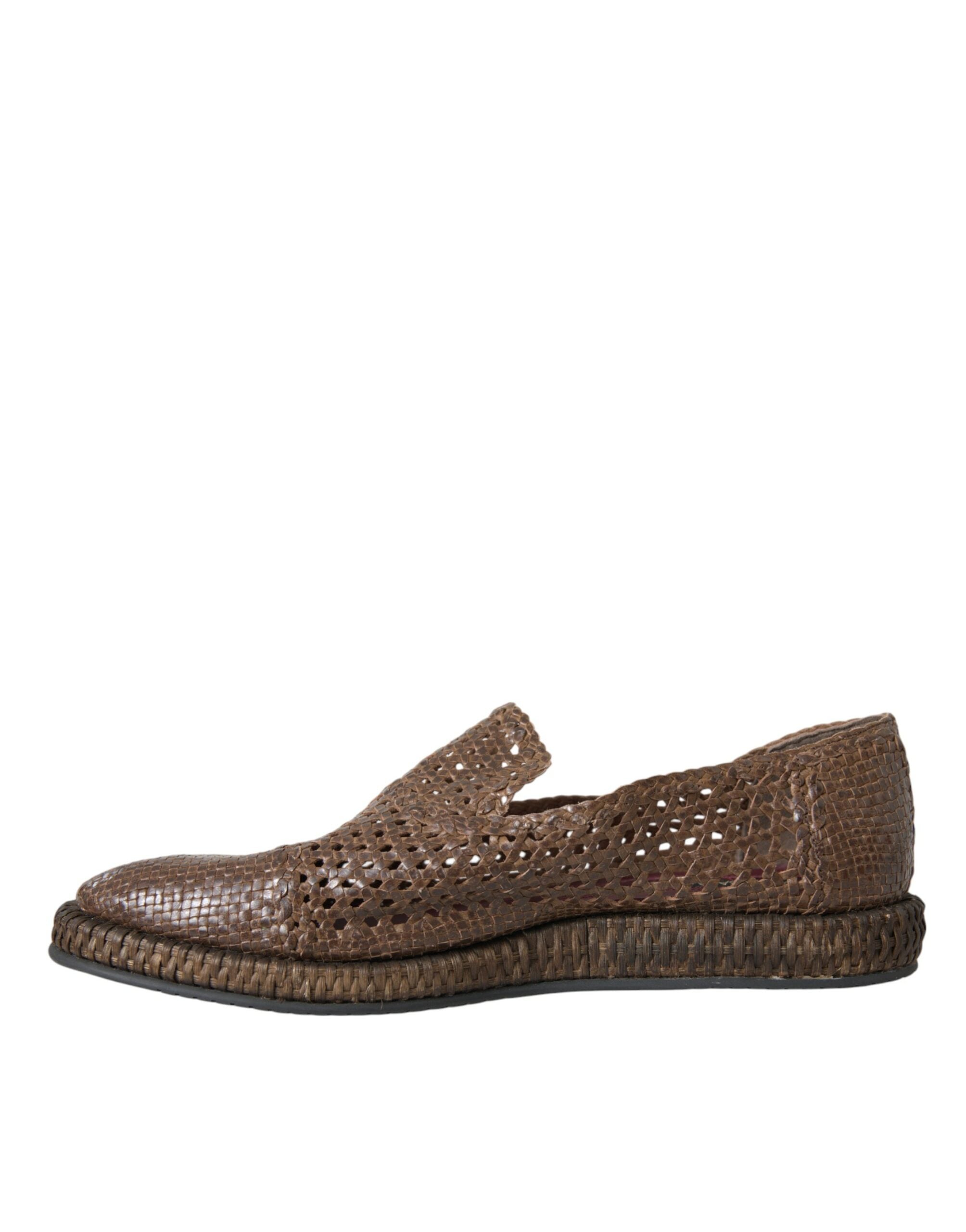 Dolce & Gabbana Brown Woven Leather Loafers Casual Shoes -   -  Dolce & Gabbana. Dolce & Gabbana Brown Woven Leather Loafers Casual Shoes -   -  Dolce & Gabbana.
