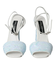 Dolce & Gabbana Light Blue Sequin Ankle Strap Sandals Shoes -   -  Dolce & Gabbana.