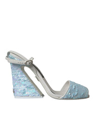 Dolce & Gabbana Light Blue Sequin Ankle Strap Sandals Shoes -   -  Dolce & Gabbana.