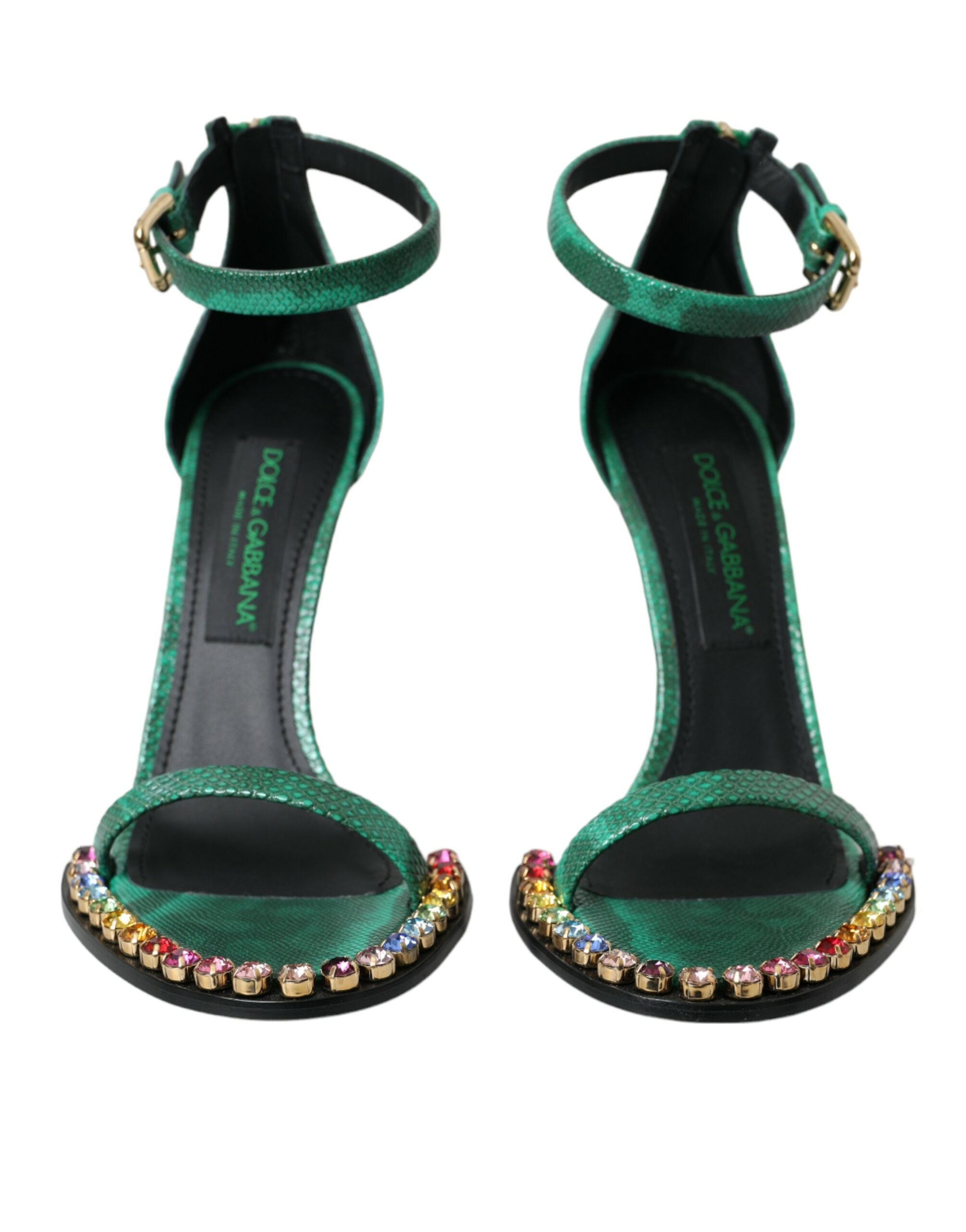 Dolce & Gabbana Green Exotic Leather Crystal Sandals Shoes -   -  Dolce & Gabbana. Dolce & Gabbana Green Exotic Leather Crystal Sandals Shoes -   -  Dolce & Gabbana.