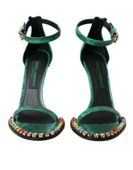 Dolce & Gabbana Green Exotic Leather Crystal Sandals Shoes -   -  Dolce & Gabbana.